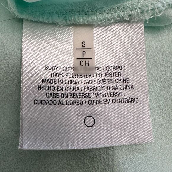 Tahari V Neck High Low Hem Pleated Sleeveless Blouse Top Mint Green Small - Picture 4 of 4